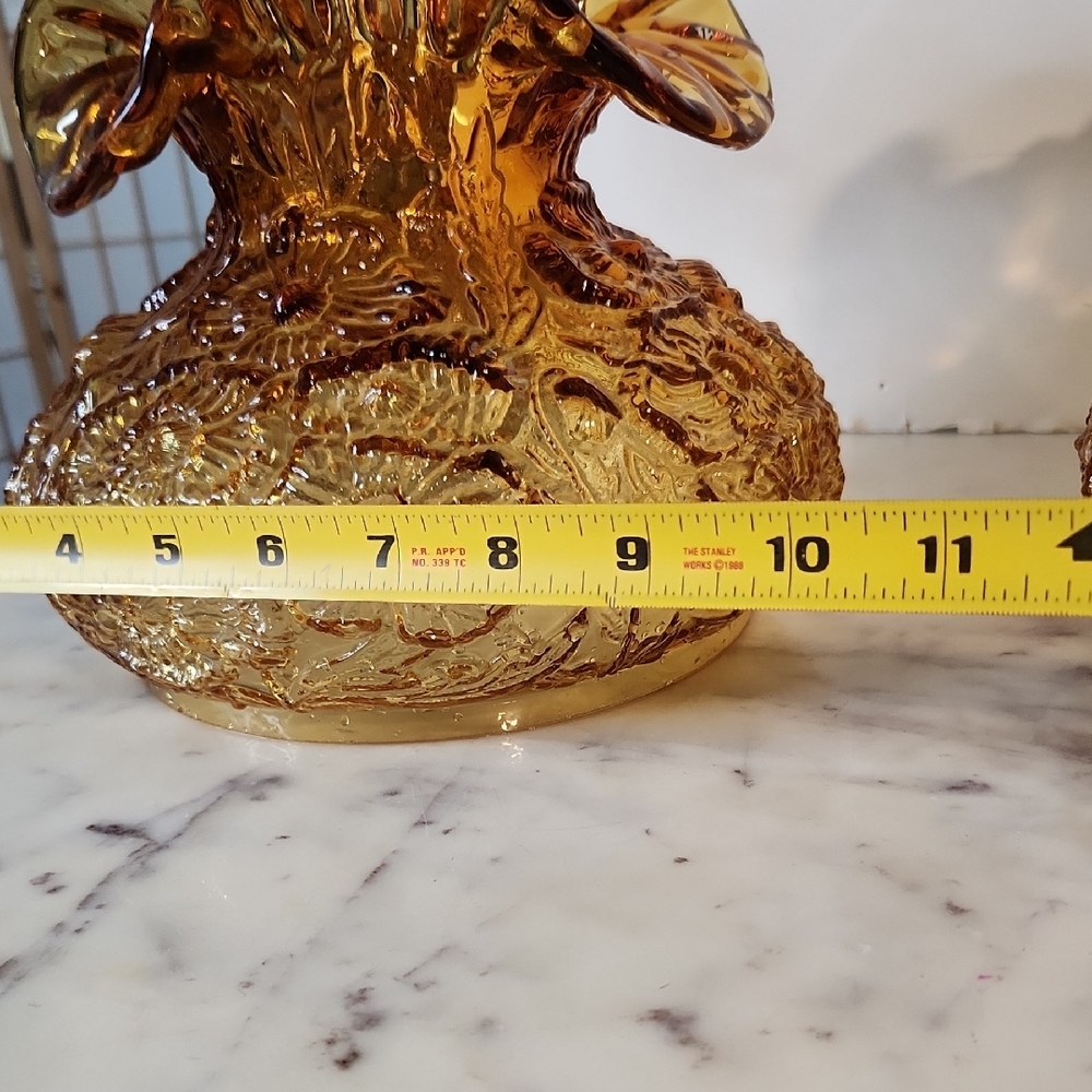 Fenton Poppy Amber Gold Glass Lamp Shade RARE - Picture 4 of 9